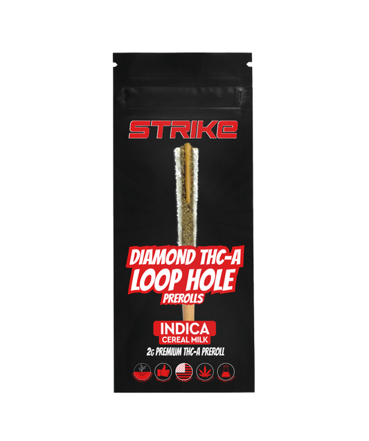 DIAMOND LOOP HOLE 2G PREMIUM THCA PREROLL – INDICA – CEREAL MILK