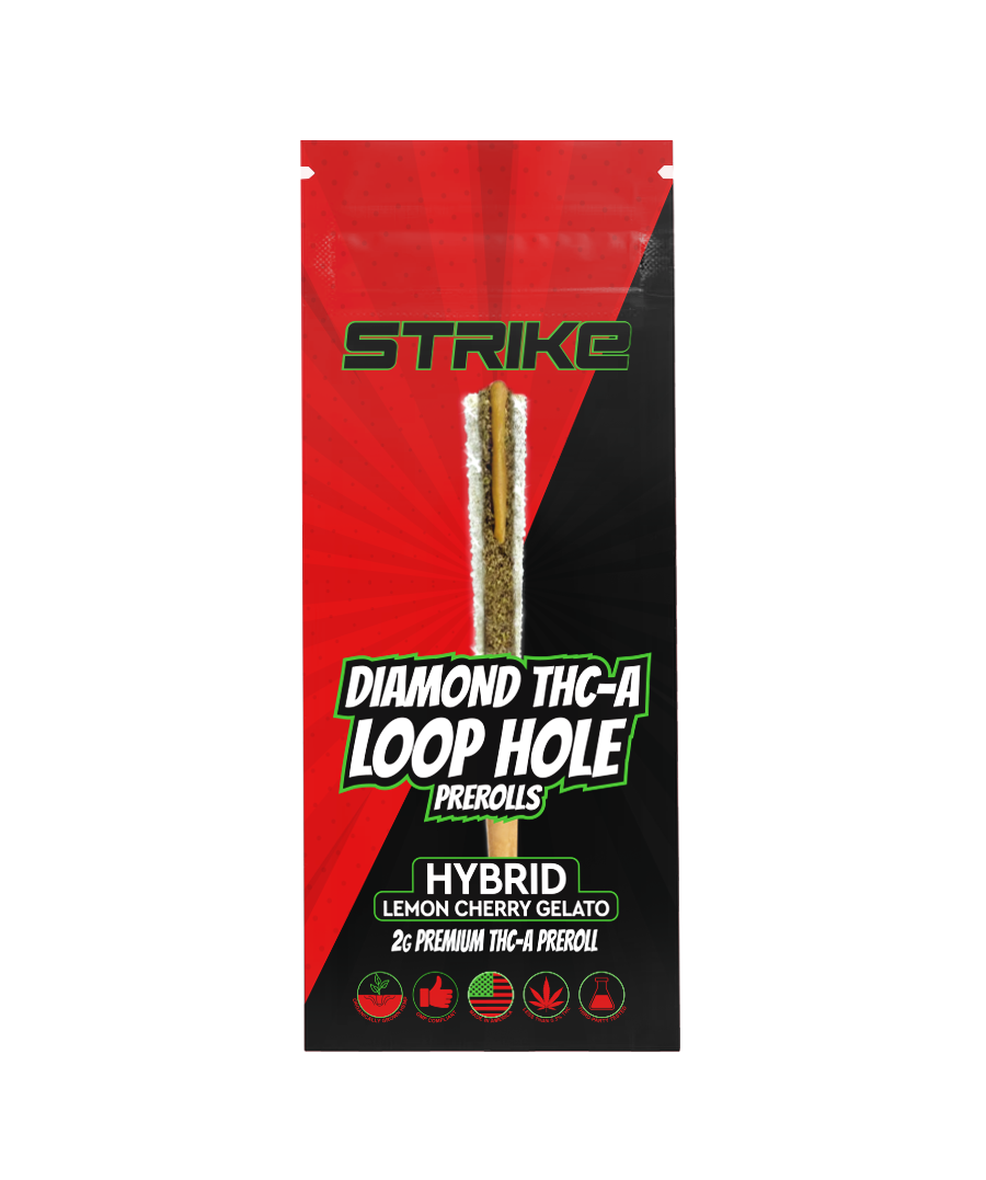 DIAMOND LOOP HOLE 2G PREMIUM THCA PREROLL – HYBRID – LEMON CHERRY GELATO